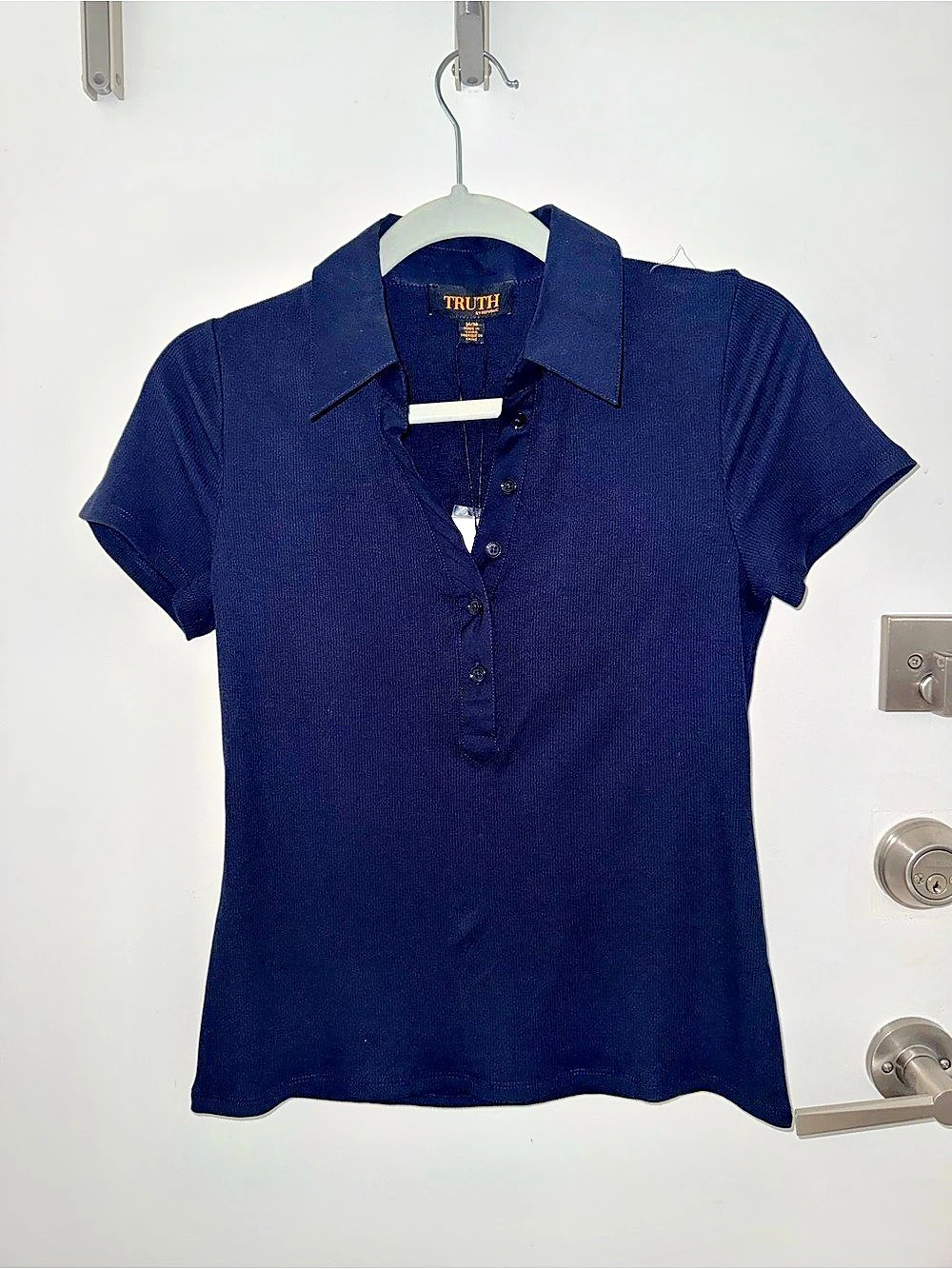 NWT Truth by Republic Navy Ribbed Knit Polo Top Size M